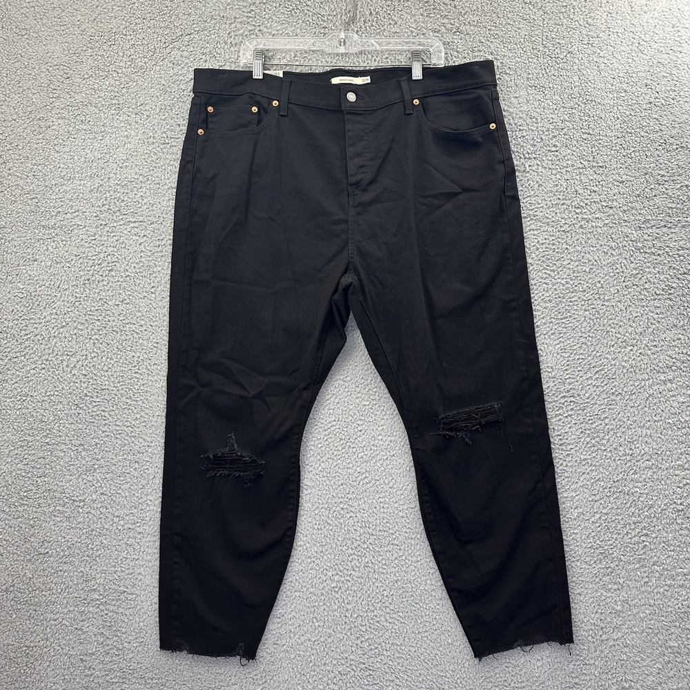 NWT Levi's Wedgie Skinny Ankle Jeans Black Stretch Distressed Women's 22W x 27